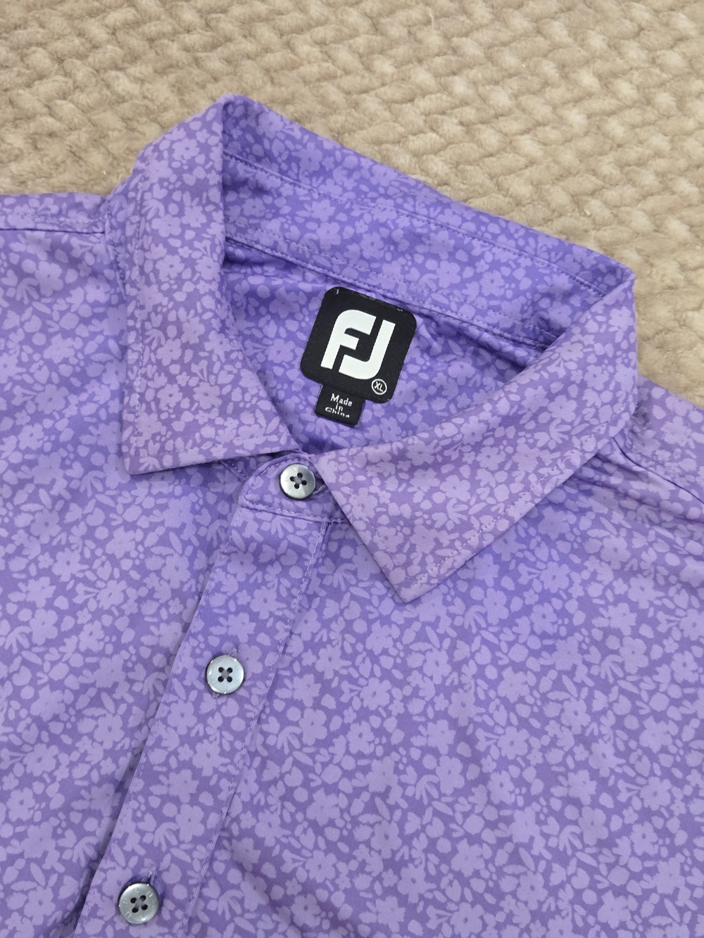 FootJoy FJ XL Purple Floral Performance Golf Polo